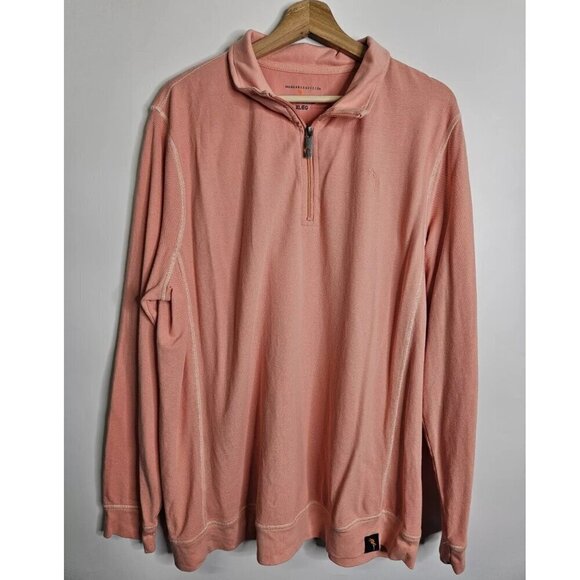 Margaritaville Island Reserve 1/4" Zip Sweatshirt Mock Neck Mesh Peach Mens XL - Picture 2 of 6